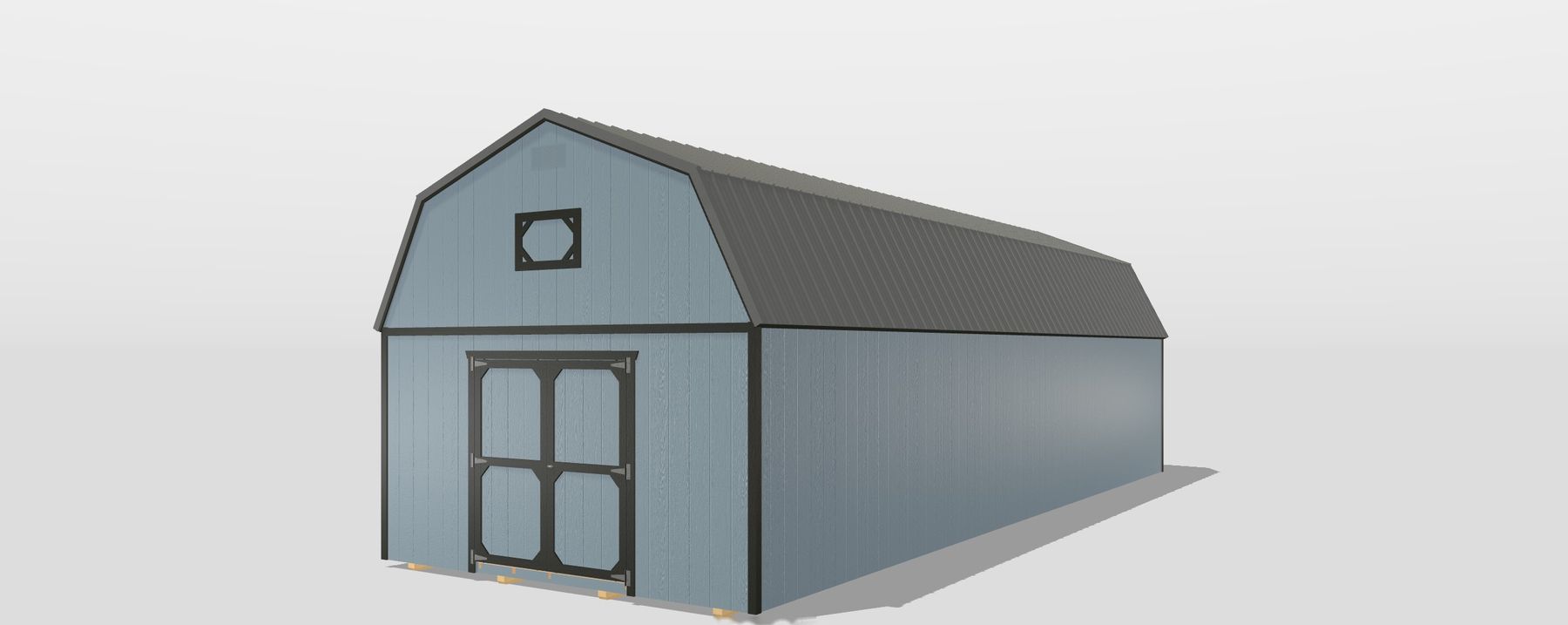 14 ft wide lofted barn — extra-wide portable building (3D render)