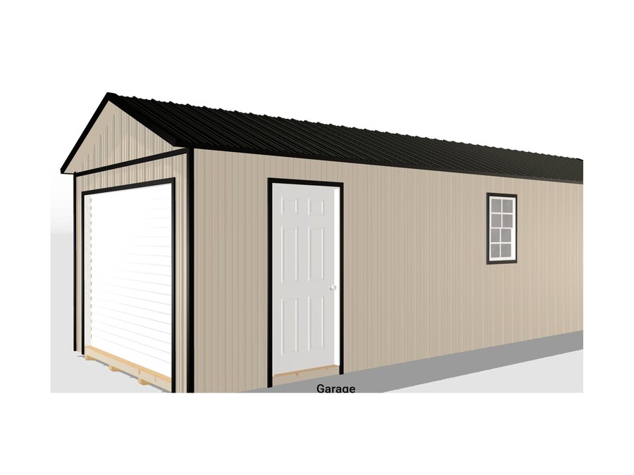 METAL Garage with roll-up door — 3D render