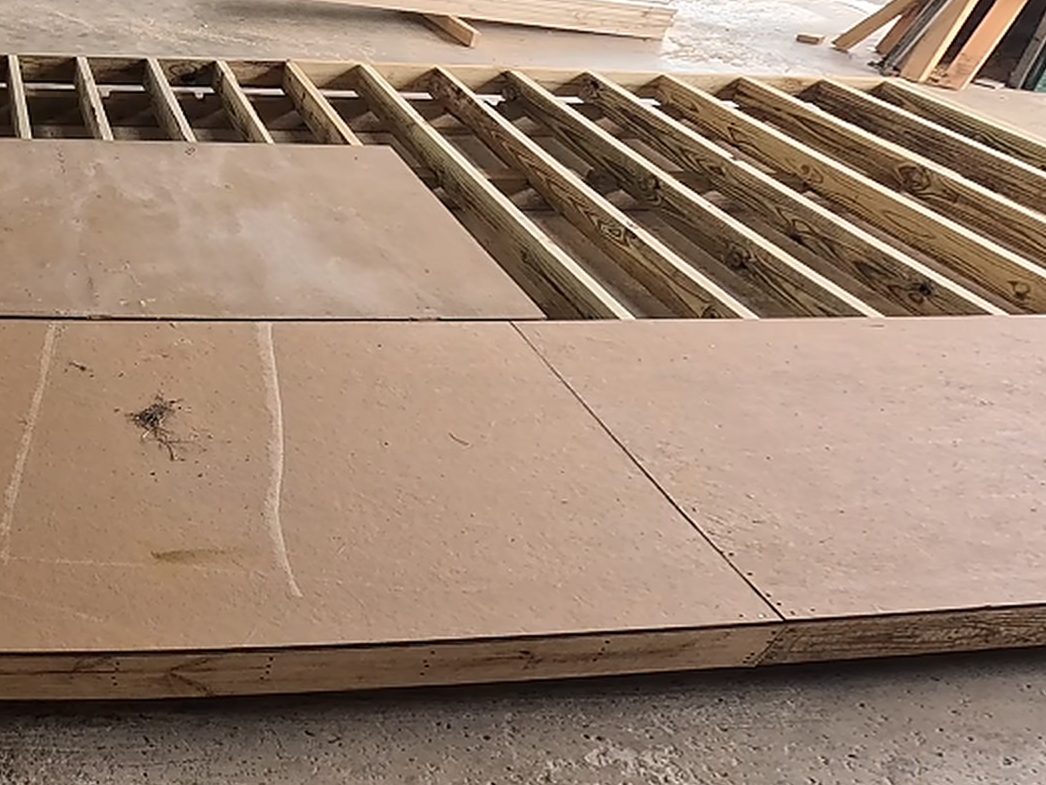 Tongue-and-groove flooring going down over the joists