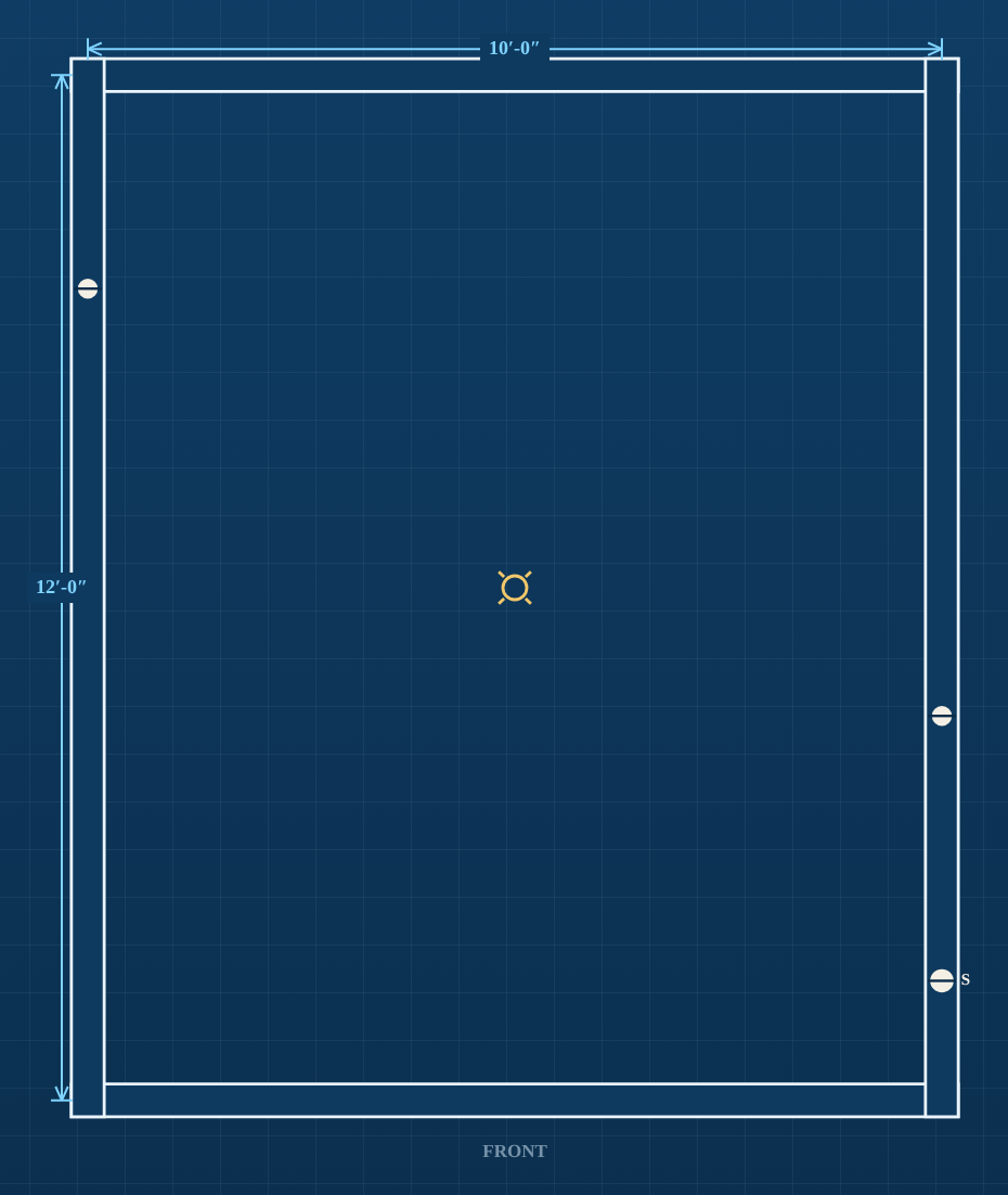 Where they go on the floor plan — outlets on the walls, the switch by the door, the light in the middle